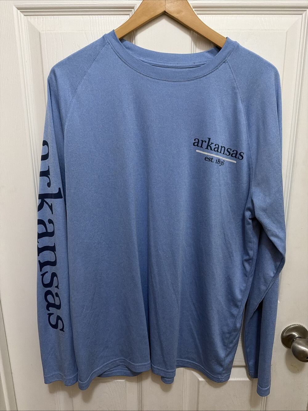 State of Mine Men's Long Sleeve Arkansas Shirt Blue Heather UPF 50+ Size M